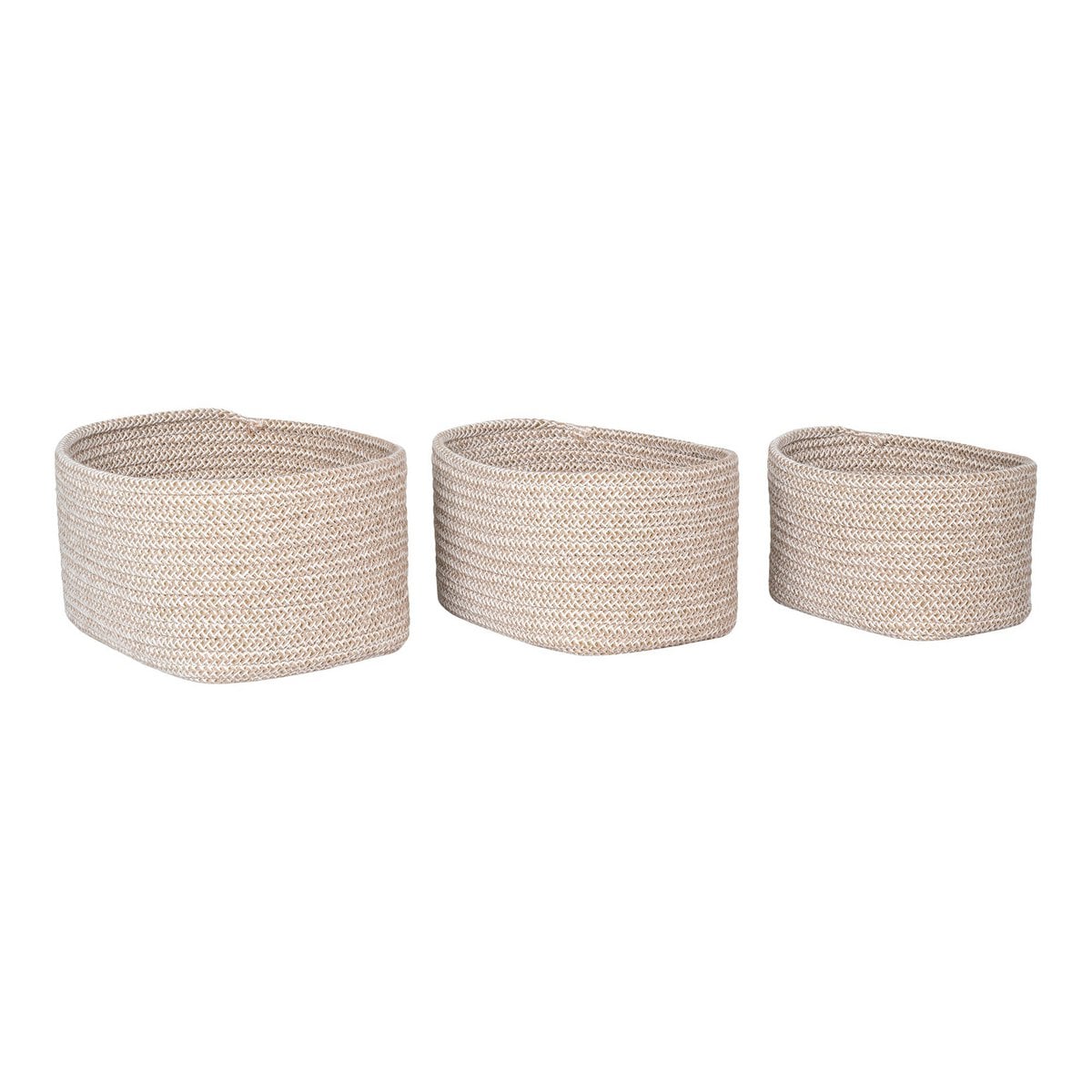 Corbeilles Cadima en coton beige, lot de 3, vue d'ensemble