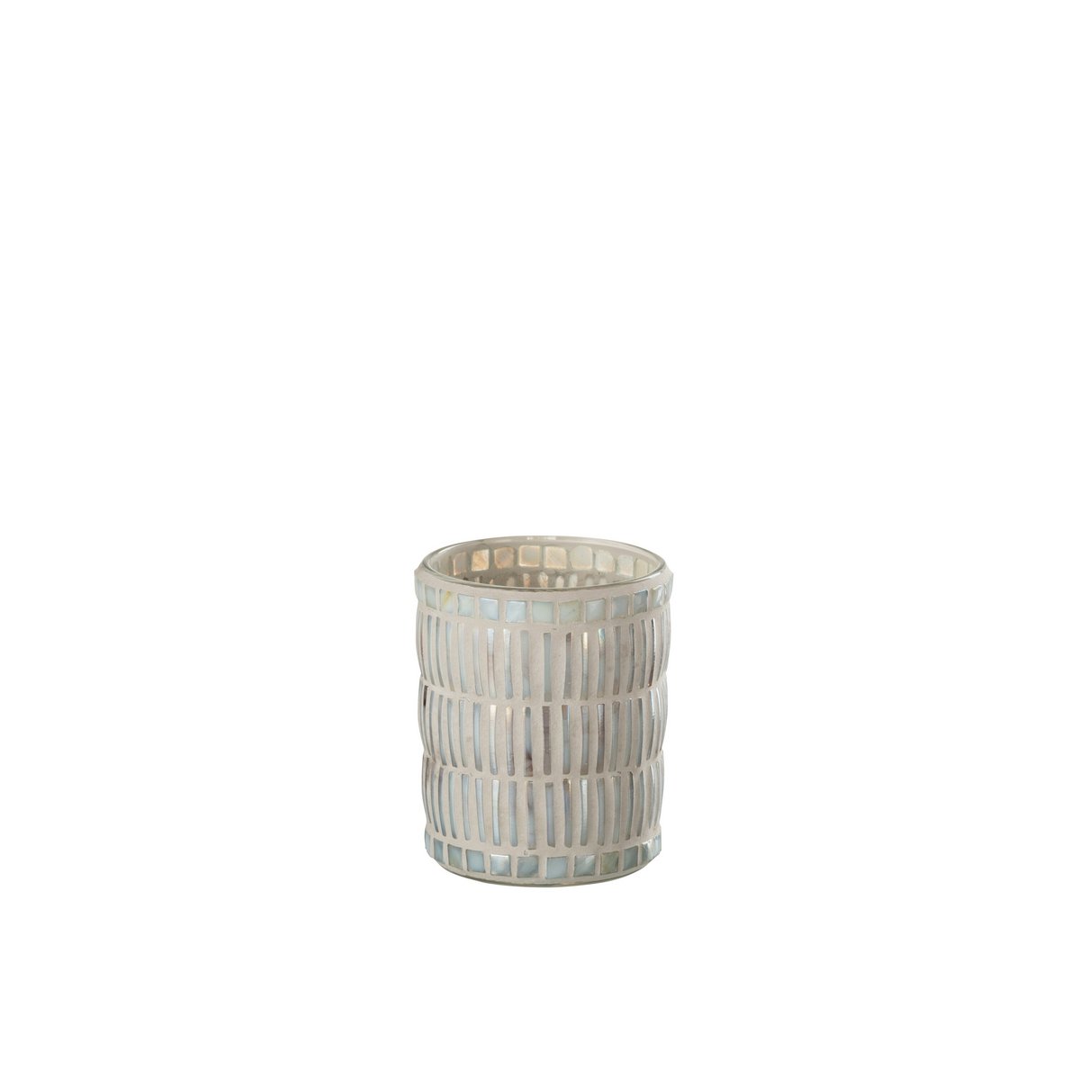 Bougeoir J-Line en verre et ciment gris, grand modèle sur fond blanc