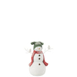 Bonhomme de Neige Oiseaux J-Line en résine rouge et vert, décoratif pour Noël
