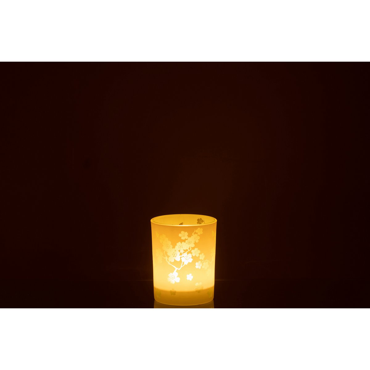 Détail de la lanterne J-Line Fleurs en verre multicolore