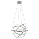 Le pendentif LED "Cosmos" métal et plastique en chrome, Ø60 cm, avec des LED fermement construites, éclairage pour le salon, la salle à manger ou le bureau.