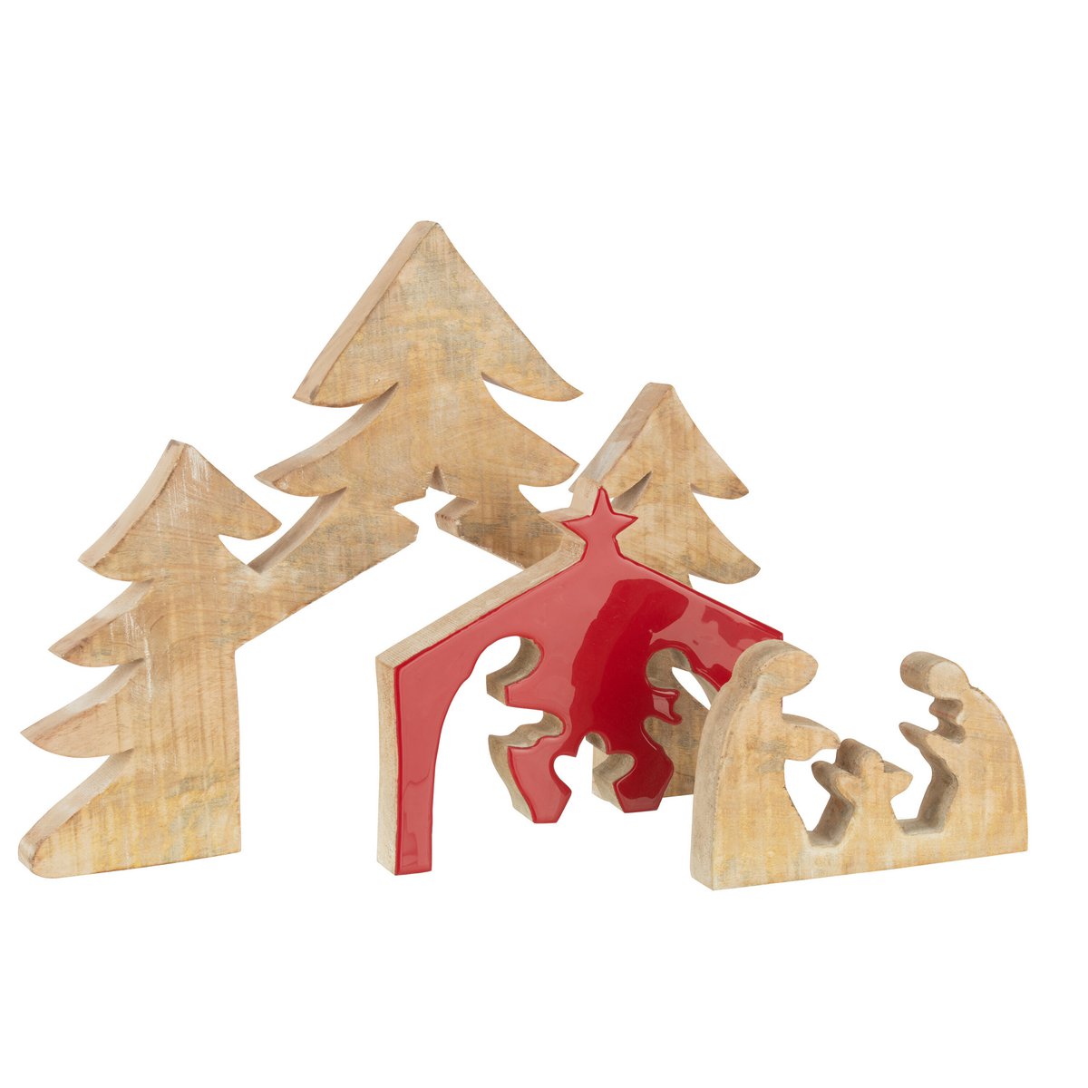 Décoration de Noël J-Line en bois rouge, vue de face