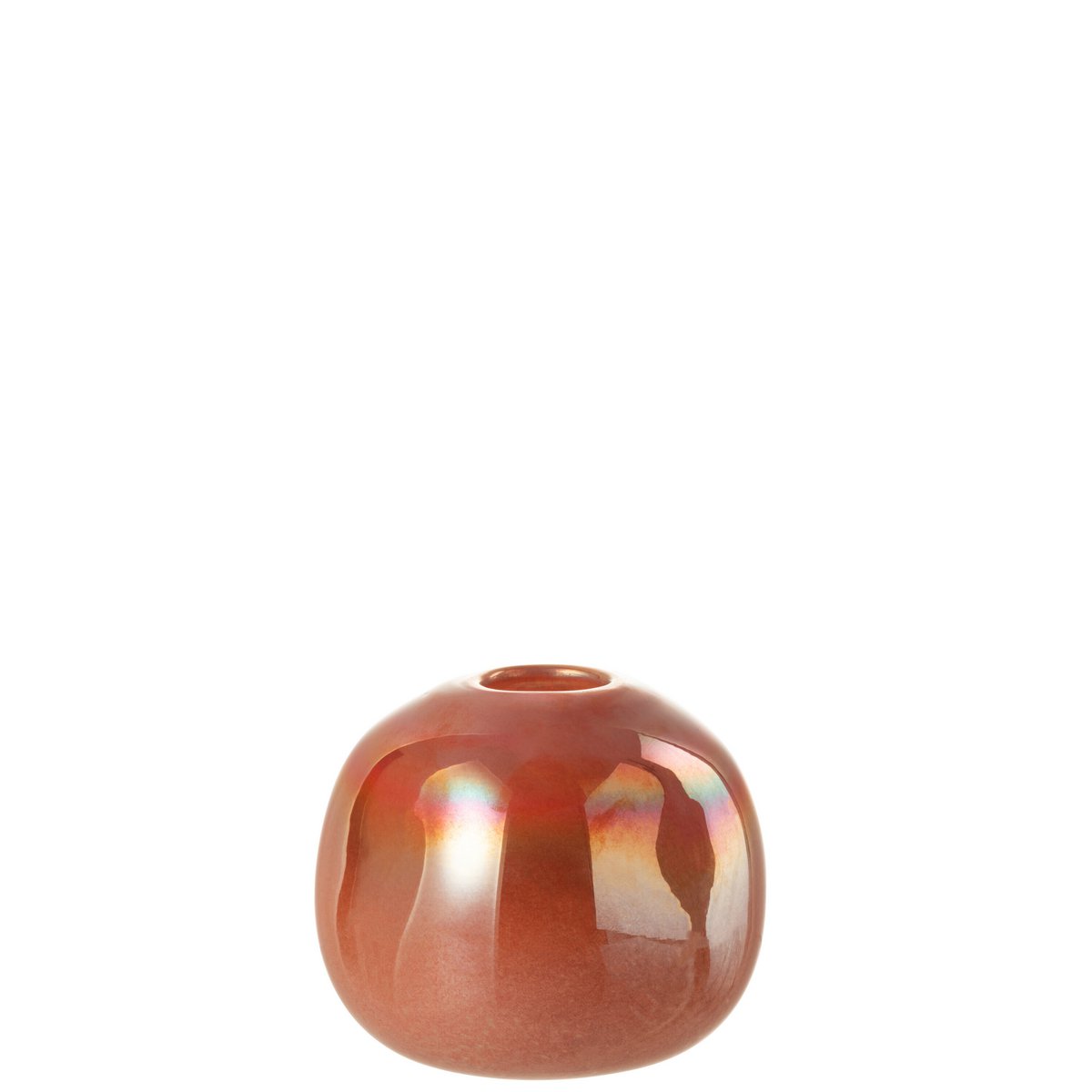 Détail du verre rouge brillant du vase J-Line