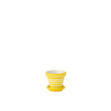 Pot de fleurs Granada Stripes en céramique jaune, fait main, décoré de motifs colorés.