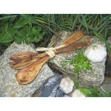 Détails des couverts à salade en bois d'olivier
