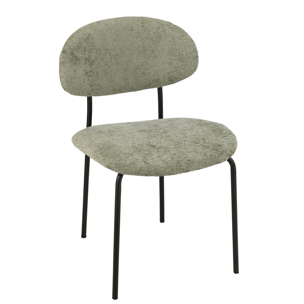 Chaise J-Line en textile et métal vert menthe vue de face