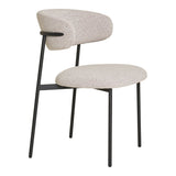 Vue latérale de la chaise Mira avec pieds en métal noir