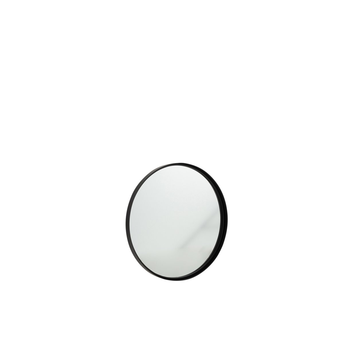 Détail du cadre en métal noir du miroir rond J-Line