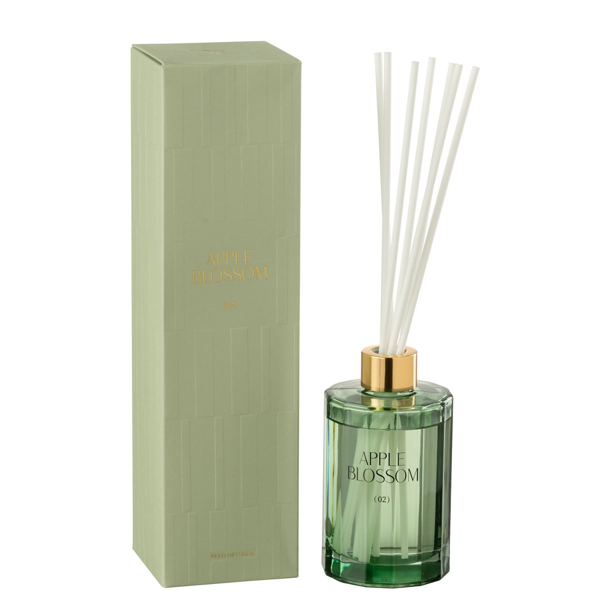Vue d'ensemble des bâtonnets parfumés J-Line Apple Blossom sur une table