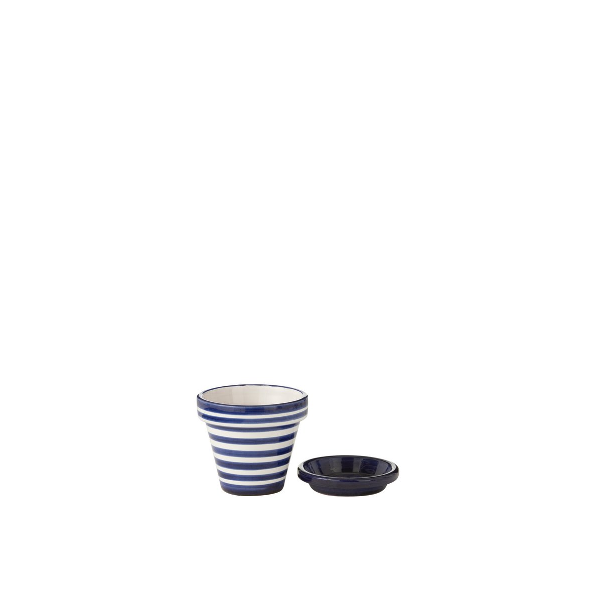 Détail du pot de fleurs Liline J-Line, céramique artisanale multicolore