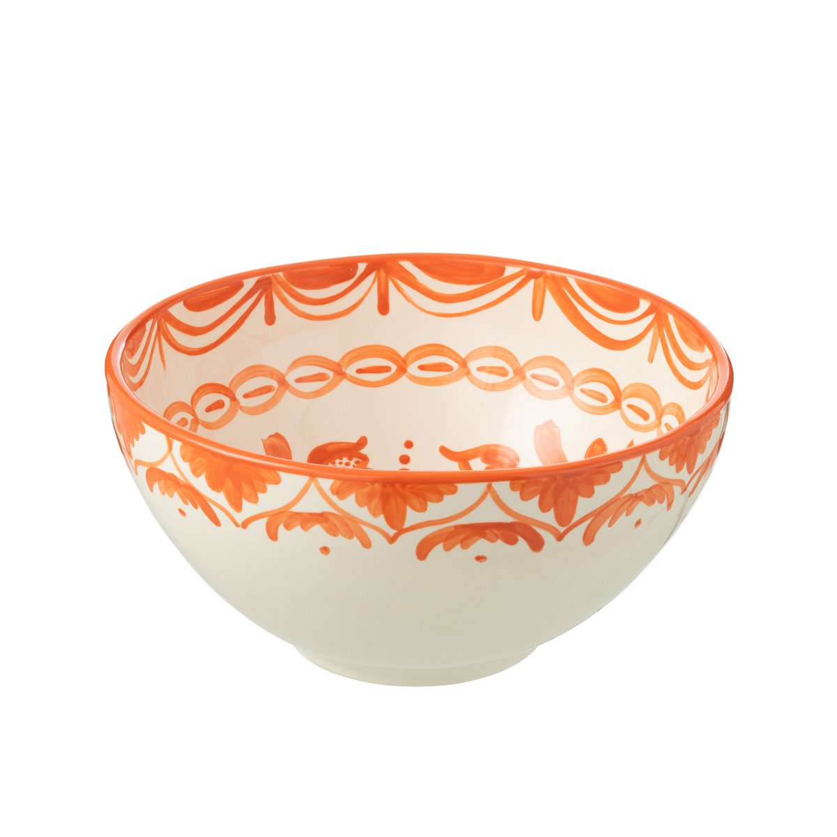 Bol Kom Grenada J-Line en céramique blanche et orange, vue de face