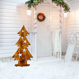 Fir de sapin en bois à LED, en bois de pin naturel avec des LED fixes, 70 cm de haut, décoration de Noël pour l'extérieur