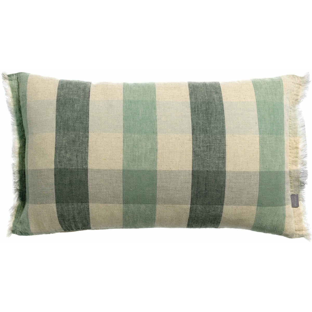 Coussin imprimé Kate Thym 30x50 cm avec motif à carreaux et franges