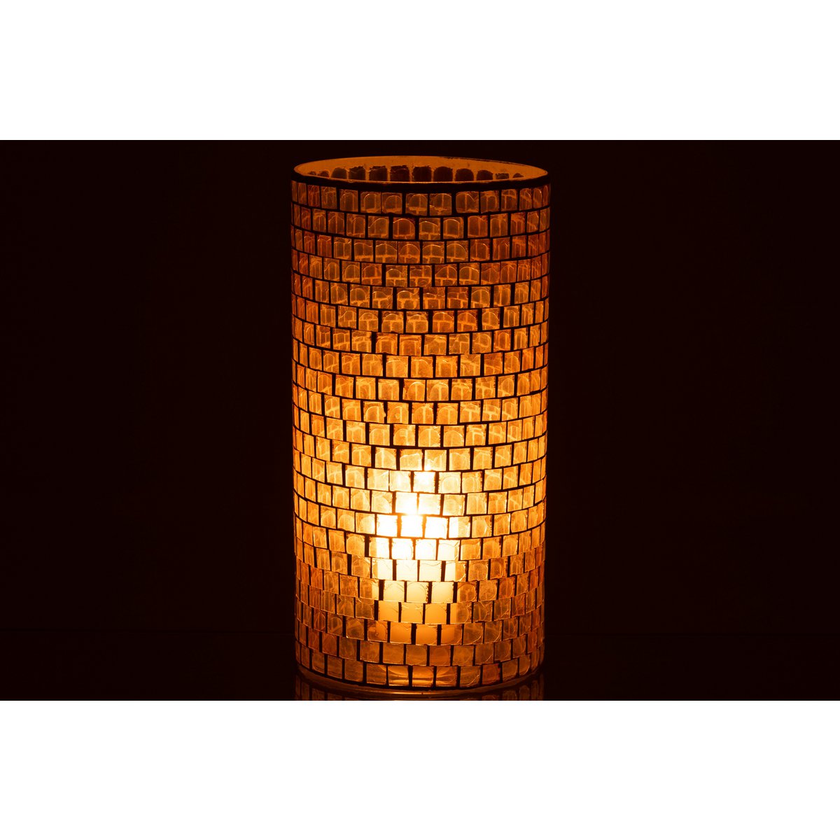 Vase mosaïque rond en verre orange de 29 cm - Vue de côté