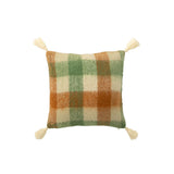 Coussin J-Line Ruitjes+Kwastjes blanc, vert et brun, vue avant