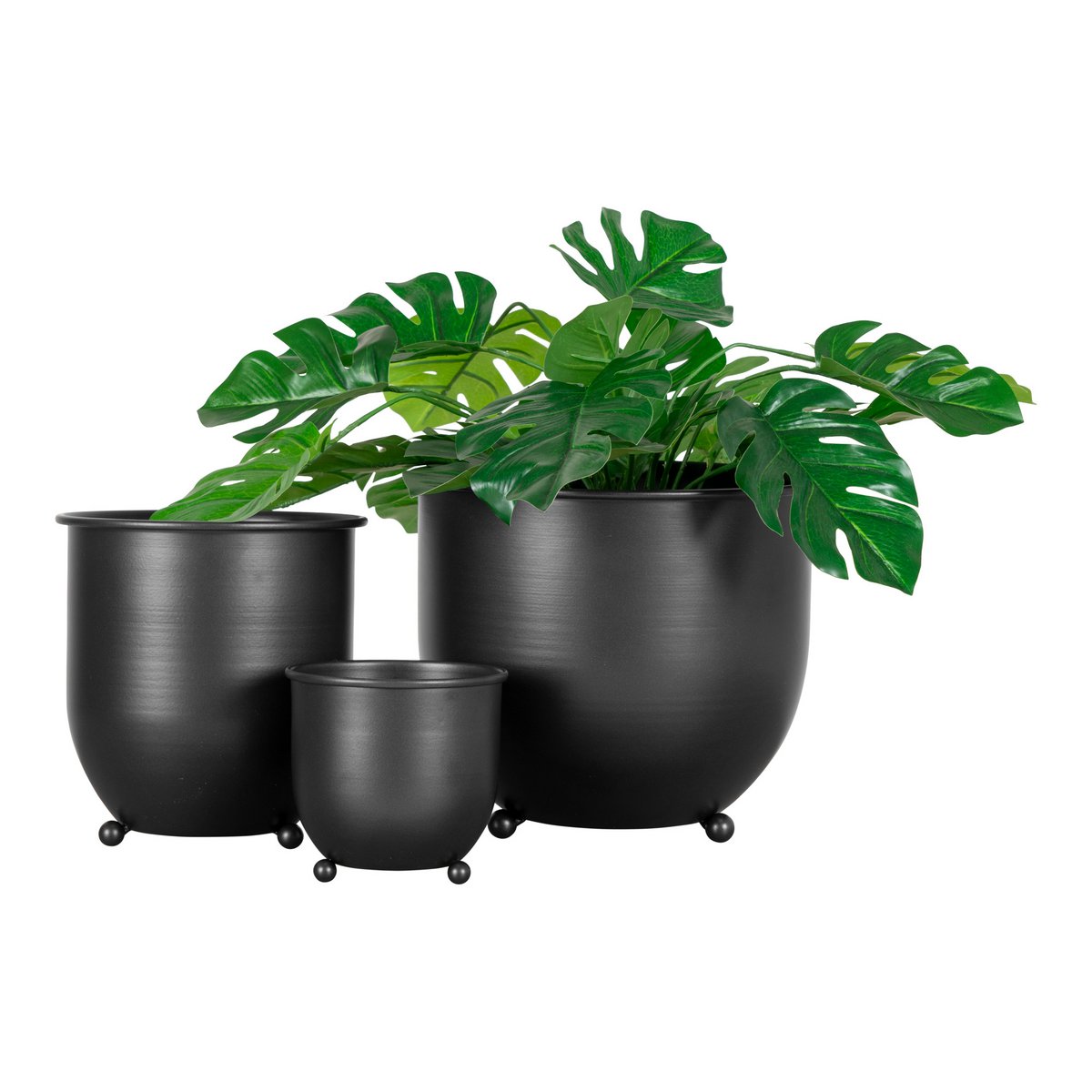 Pots de Fleurs Nova en métal noir, vue d'ensemble