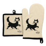 Gant de cuisine + Manique Dubout Chat Balade Beige 18 x 28
