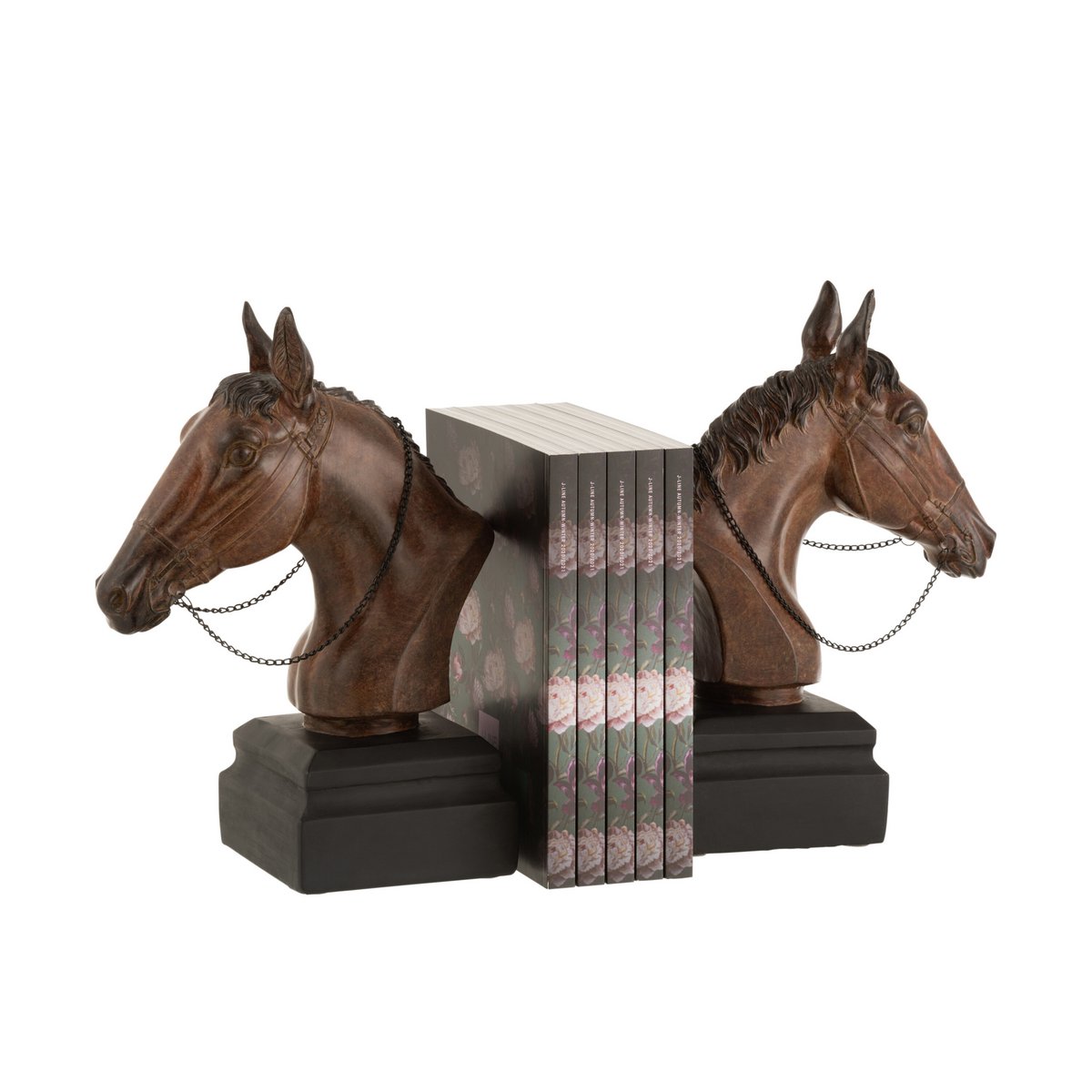 Serre-livres Cheval J-Line en polyrésine marron - vue de face