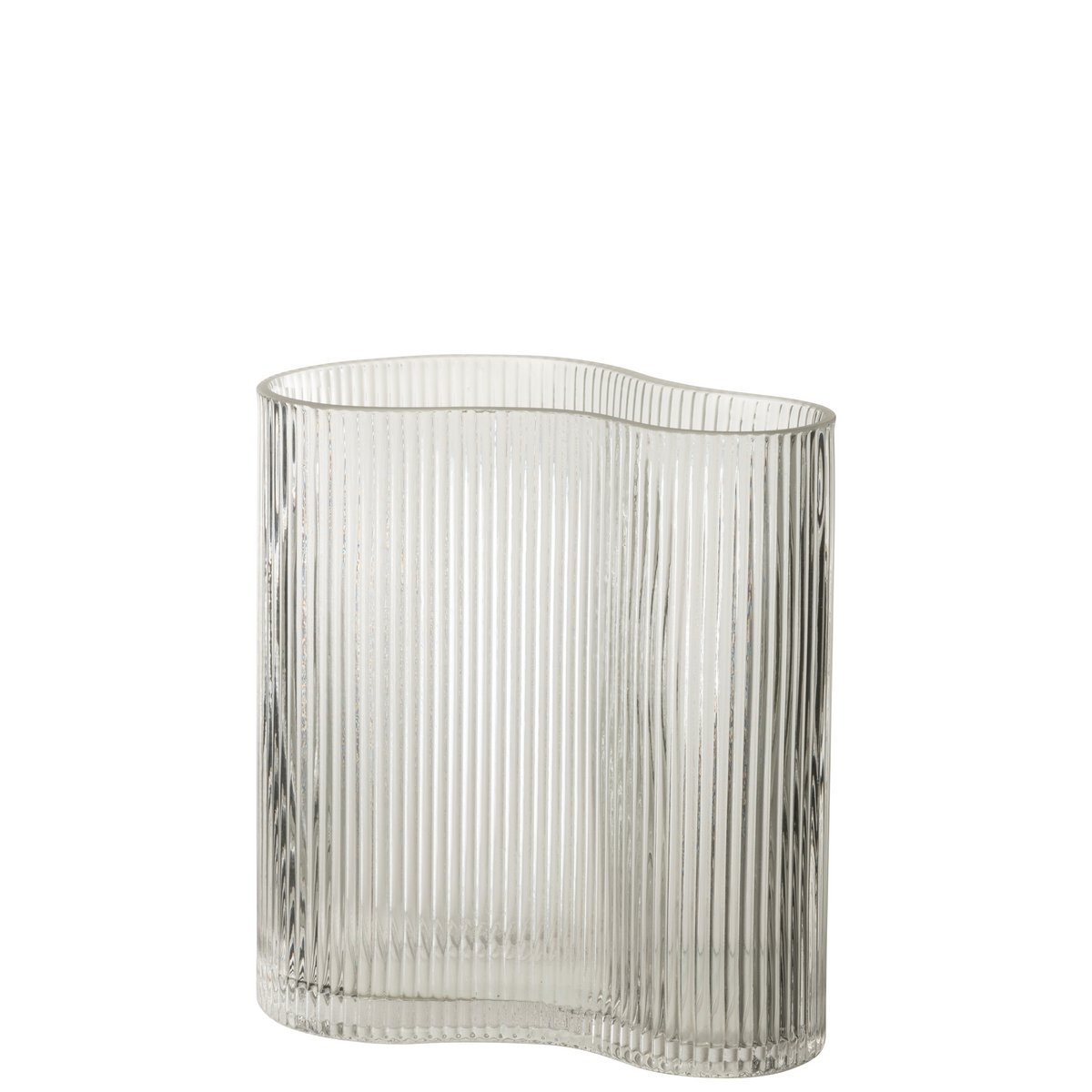 Vase J-Line Irregular Rayé en verre transparent, design moderne et élégant