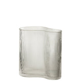 Vase J-Line Irregular Rayé en verre transparent, design moderne et élégant