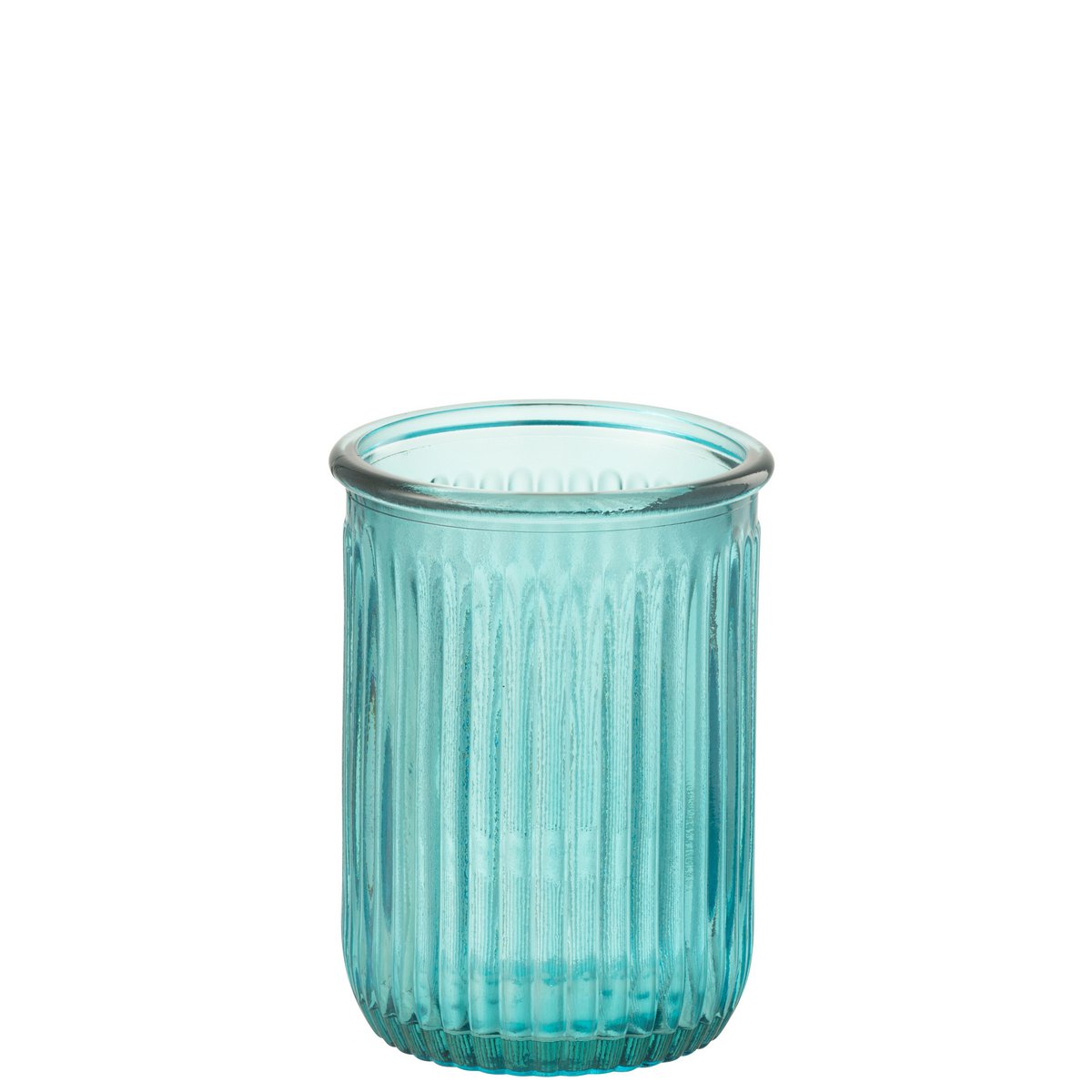 Vase J-Stripe en verre bleu, design moderne et élégant