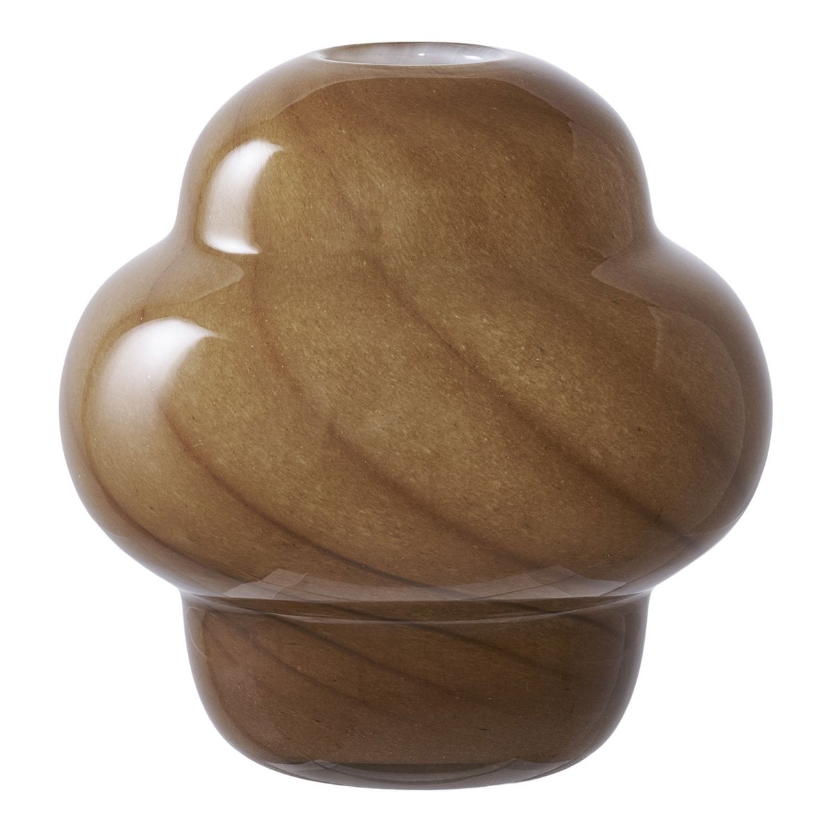 Vase en verre marron, vue de face, design organique