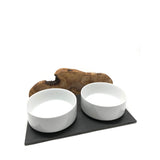 Station d'alimentation MOUNTAIN 2x 1,5 litre bol en porcelaine bois d'olivier
