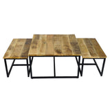 Table basse lot de 3 tables d'appoint structure métal Ontario