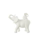 Éléphant porte bébé en polyresine blanc - vue latérale