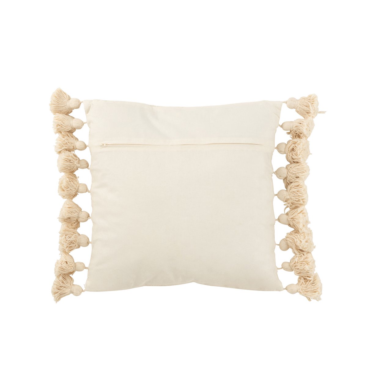 Coussin J-Line Kwastje en coton beige avec détails de franges