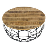Table basse ronde durable Lexington ø 75 cm treillis métallique fil métallique table de salon en bois massif