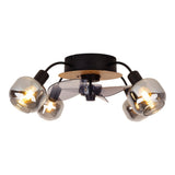 Plafond comprenant le ventilateur "Fumoso", en noir, brun et nature, pour E27, Ø 51 cm