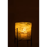 Lanterne J-Line en marbre vert dans un jardin, ambiance chaleureuse