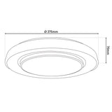 Plafond LED "Monterey" Ø 37,5 cm, de nombreuses fonctions, en métal et en plastique en noir, avec des LED intégrées, un éclairage pour les salons, le couloir ou le bureau