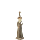 Père Noël Rond en Fourrure Métal Gris - Élégance et charme