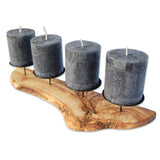 4 bougeoirs ADVENT-rustiques en bois d'olivier