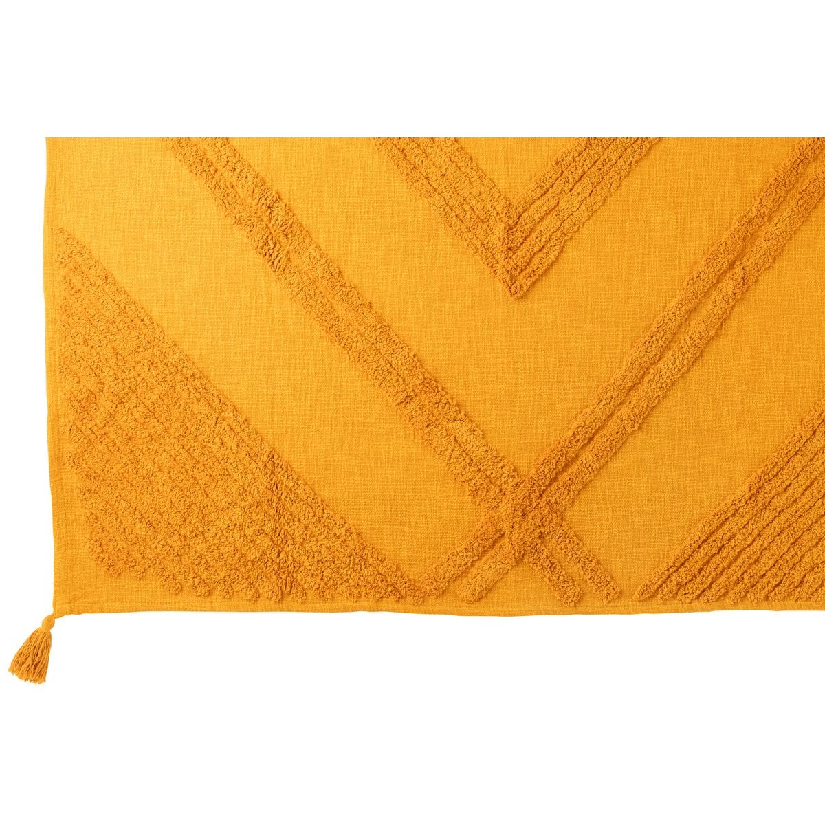 Plaid J-Line Tufted en coton ocre, élégant et cosy