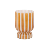 Vase rayé rétro moyen en verre jaune, vue de face
