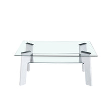 Table basse moderne en bois et verre avec plateau en verre de sécurité