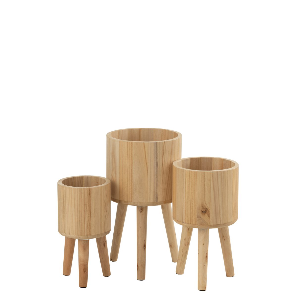 Vue rapprochée des pots de fleurs J-Line Classic en bois