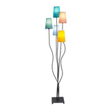 Lampe debout "Colora", lampadaire avec parapluies textiles colorés, socket 5x E14, pour salle à manger, salon, couloir ou bureau, 163 cm de haut