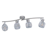 Spot dirigé à 4 "Josefa" avec filament de version E14, lampe de plafond en métal et verre en acier inoxydable, avec des lampes filamentaires de version E14 incluses, lampe pour le salon, la salle à manger, le couloir ou le couloir 70 x 8 cm