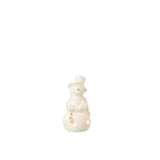 Figurine Bonhomme de neige J-Line en porcelaine écrue, vue de face