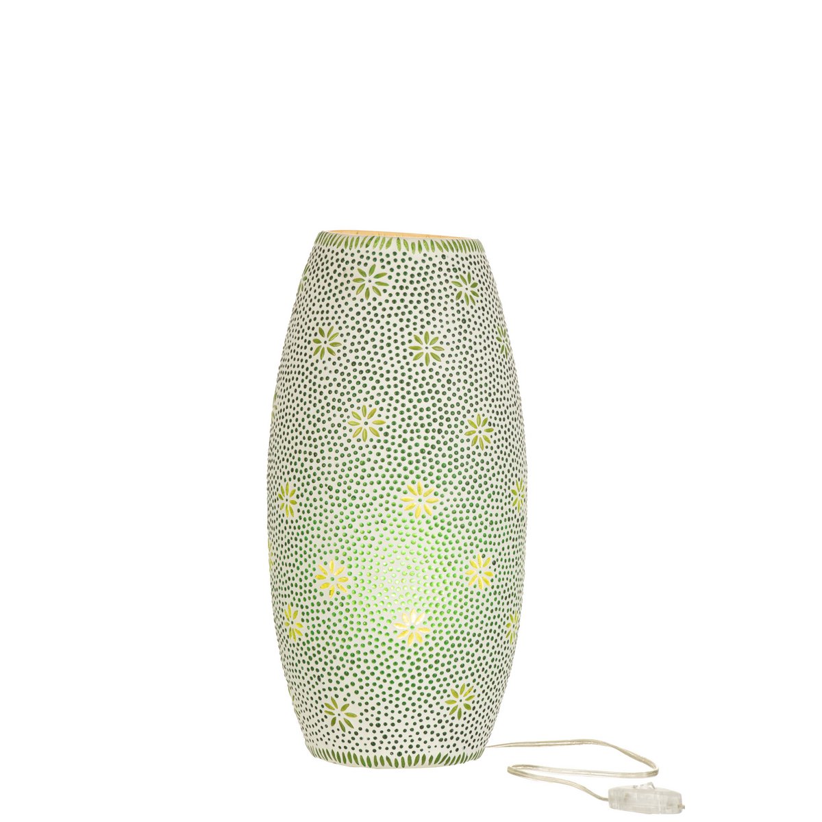 Lampe J-Line Bram en verre vert dans un salon moderne