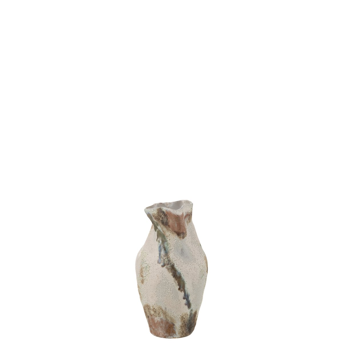 Vase Maan Distorisé J-Line en céramique beige, design moderne