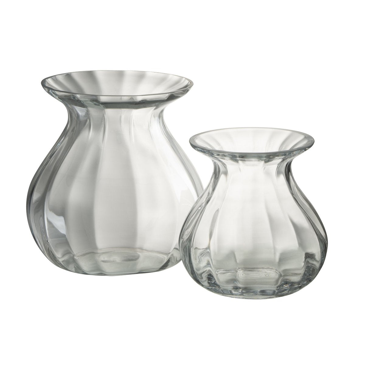 Vase en verre transparent J-Line, vue de face avec détails de surface
