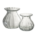 Vase en verre transparent J-Line, vue de face avec détails de surface