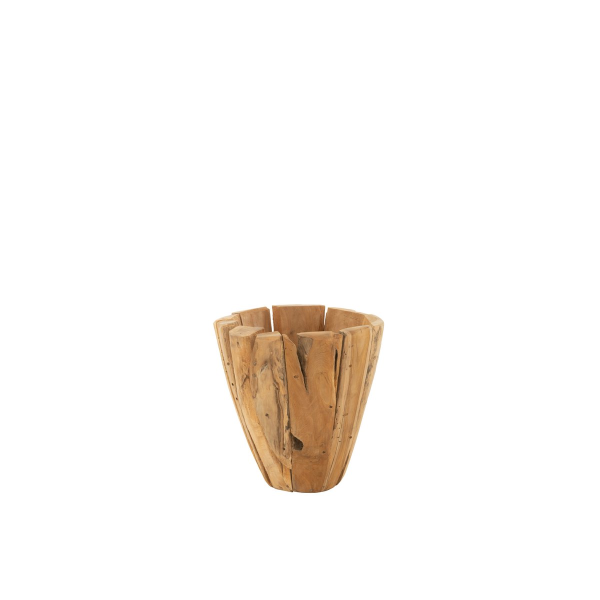 Pot de fleurs J-Liline en teck naturel, diamètre 35 cm, élégant et moderne