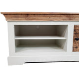 Meuble tv lowboard TV L 114 H 45 cm Meuble tv bois massif Ibiza manguier massif blanc