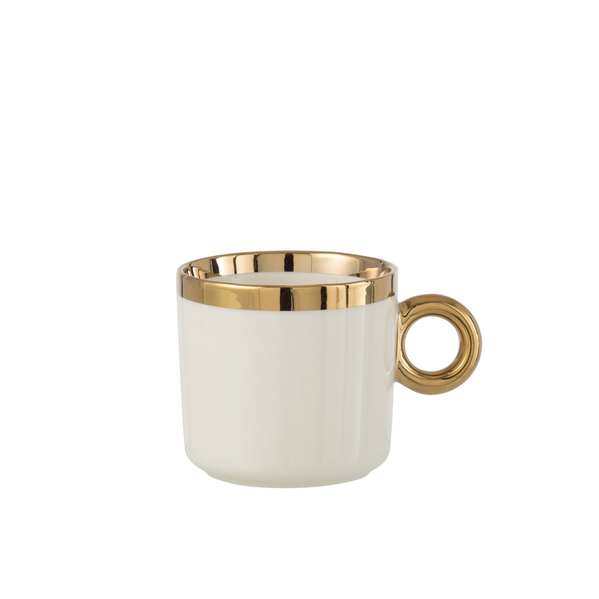 Boîte céramique J-Line blanche et dorée, vue de face